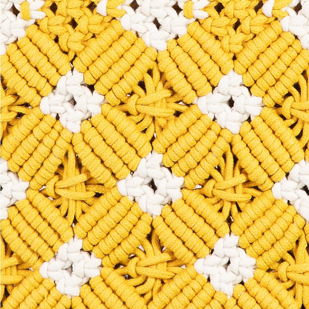 Crochet Bag in Yellow and White with Bamboo Handles. Brand new! - Picture 4 of 8